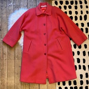 Vintage Perry Ellis Long Wool Coat Pink 12
